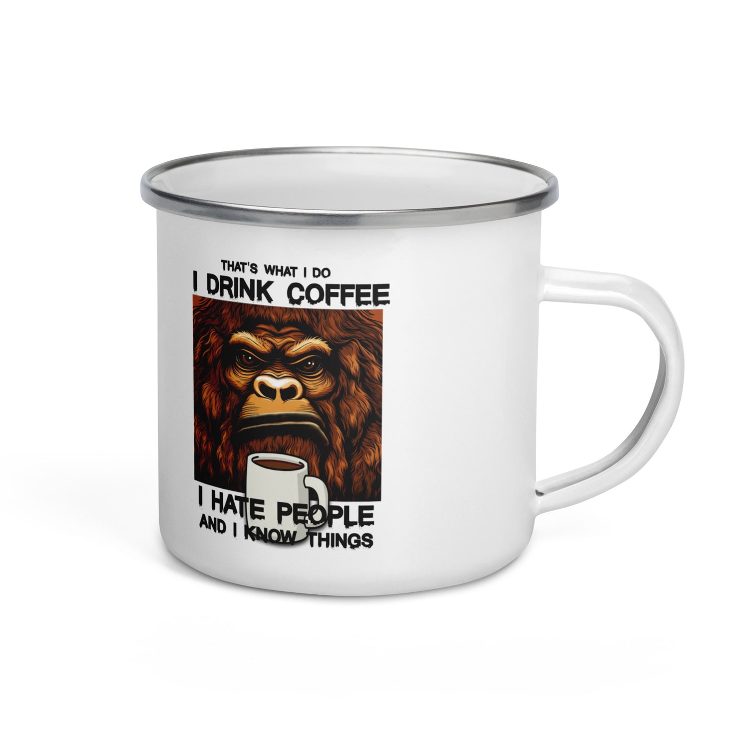 Grumpy Sasquatch Enamel Coffee Mug